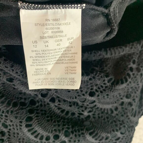 Swim Solutions Women's Tummy‎ Control Flyaway Black V-Neck Swimdress Size 12 NWT - Picture 8 of 10